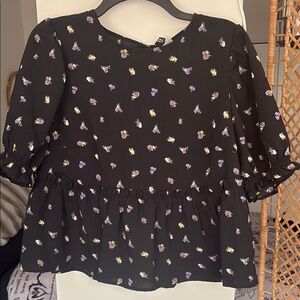 Floral Black Blouse